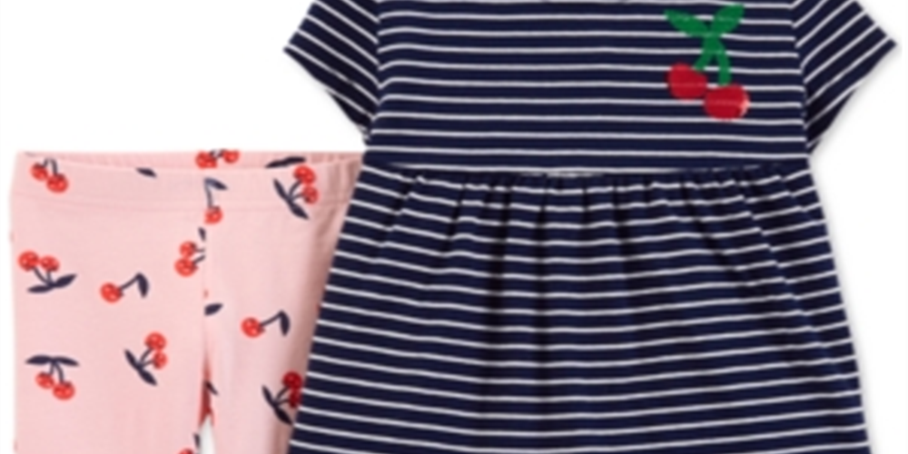 Conjunto de leggings listradas com estampa de cereja Carter's Baby Girl, azul, tamanho 9