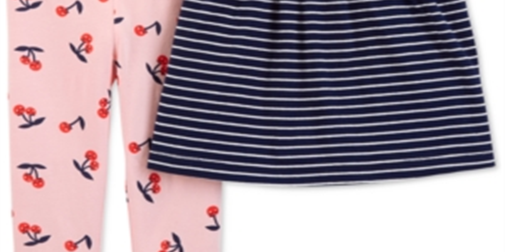 Conjunto de leggings listradas com estampa de cereja Carter's Baby Girl, azul, tamanho 9