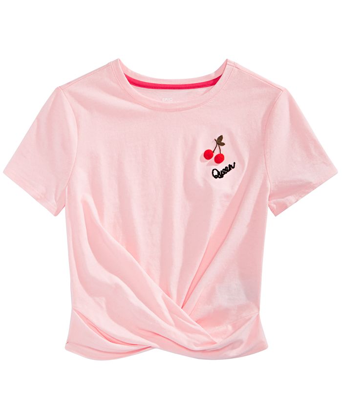 Camiseta Epic Threads Big Girl's Cherry Twist Front Rosa Tamanho P
