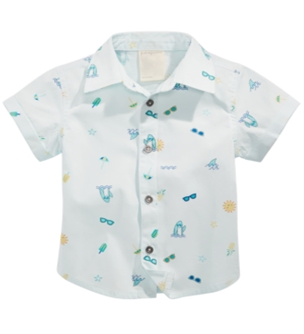 Camisa de algodão estampada First Impressions Baby Boy Beach Vibes, azul, tamanho 18 MOS