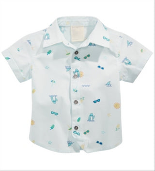 Camisa de algodão estampada First Impressions Baby Boy Beach Vibes, azul, tamanho 18 MOS