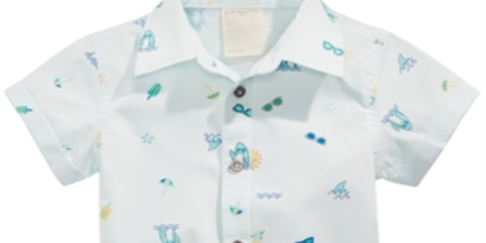 Camisa de algodão estampada First Impressions Baby Boy Beach Vibes, azul, tamanho 18 MOS