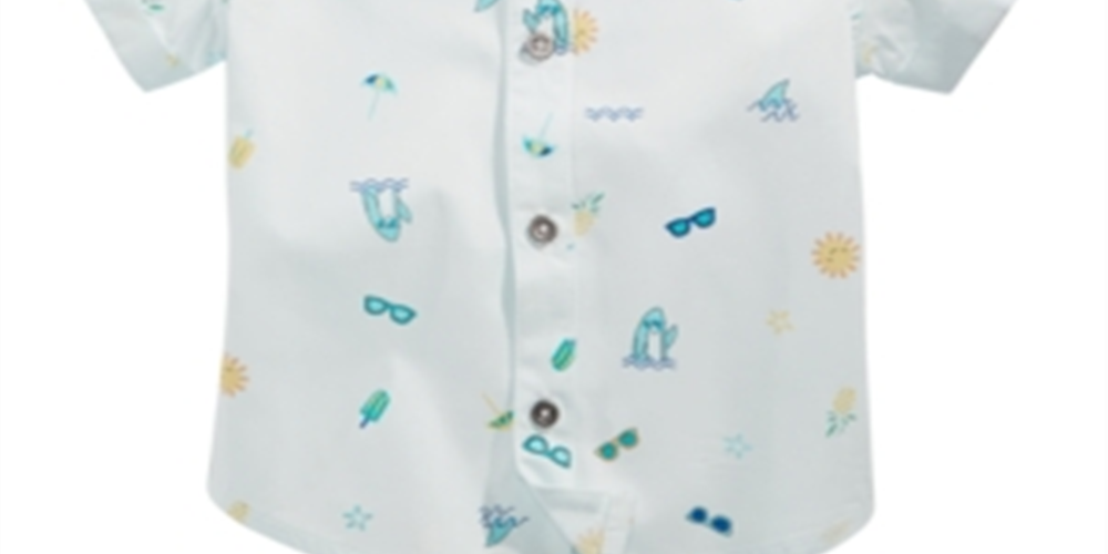 Camisa de algodão estampada First Impressions Baby Boy Beach Vibes, azul, tamanho 18 MOS