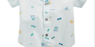 Camisa de algodão estampada First Impressions Baby Boy Beach Vibes, azul, tamanho 18 MOS