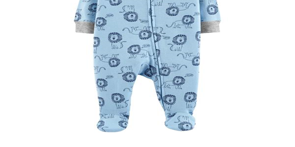 Carter's Baby Boys' Algodão com Zíper Sleep N Play Lion Roar Azul Tamanho Recém-nascido