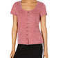Camiseta feminina infantil Crave Fame da Almost Famous, malha waffle floral, rosa, tamanho GG