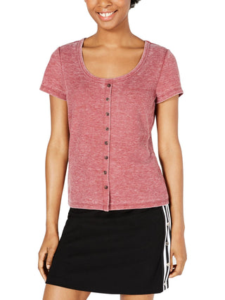 Camiseta feminina infantil Crave Fame da Almost Famous, malha waffle floral, rosa, tamanho GG