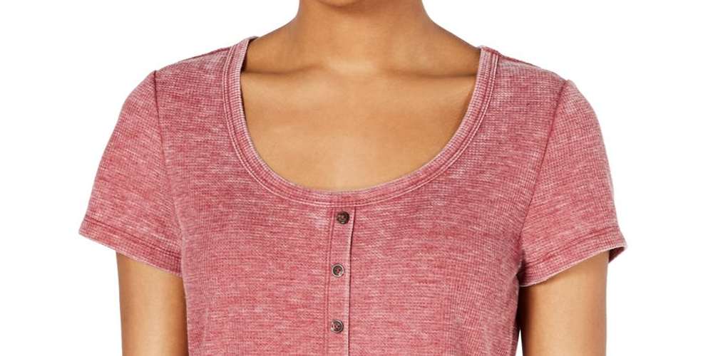 Camiseta feminina infantil Crave Fame da Almost Famous, malha waffle floral, rosa, tamanho GG