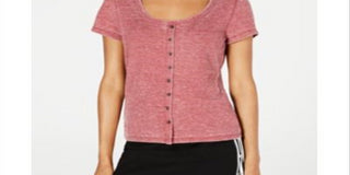 Camiseta feminina infantil Crave Fame da Almost Famous, malha waffle floral, rosa, tamanho GG