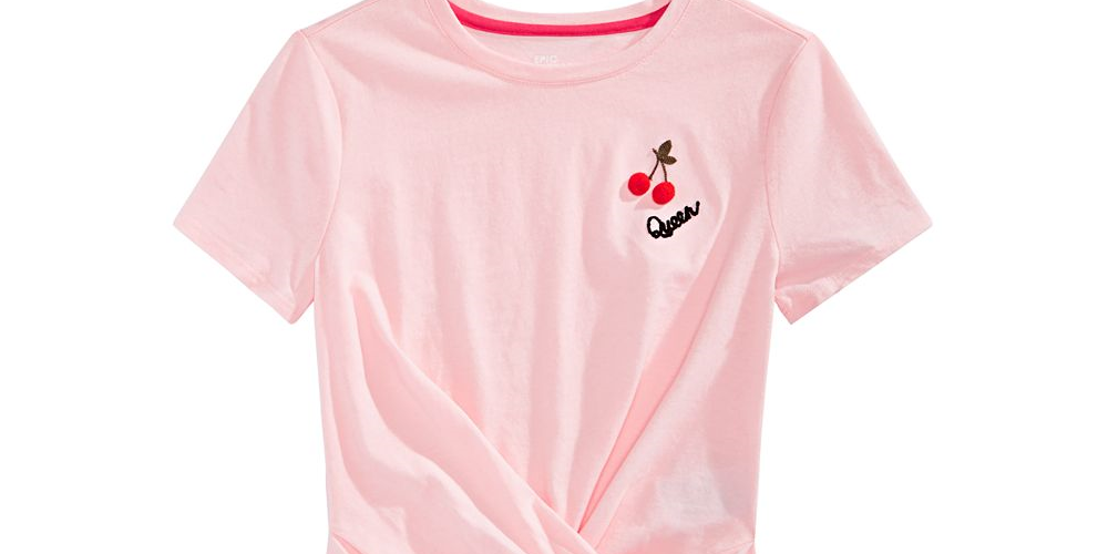 Camiseta Epic Threads Big Girl's Cherry Twist Front Rosa Tamanho GG