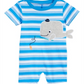 Macacão listrado de algodão com estampa de baleia First Impressions para bebês meninos, tamanho azul, 0 a 3 meses