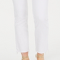 Calça jeans feminina Flying Monkey com botões e bainha crua, perna reta, branca, tamanho 28