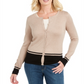 Karen Scott Cardigan Feminino com Barra Colorida Marrom Tamanho Pequeno GG