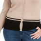 Karen Scott Cardigan Feminino com Barra Colorida Marrom Tamanho Pequeno GG