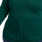 Suéter feminino Charter Club com acabamento canelado e mangas abotoadas, gola redonda, verde, tamanho 3X