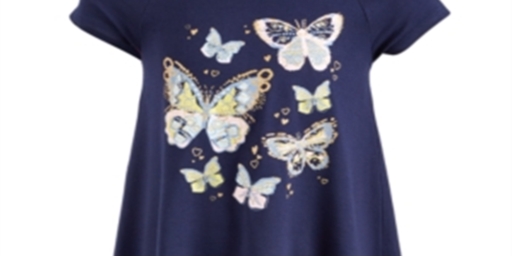 Vestido de mangas compridas com estampa de borboleta para meninas Epic Threads, azul, tamanho 2T