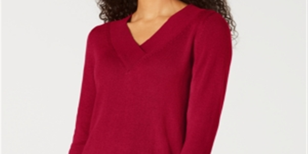 Karen Scott Suéter Feminino Gola V Sólida Vermelho Tamanho XS