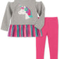 Conjunto de túnica e leggings de unicórnio de manga comprida para meninas da Kids Headquarters, cinza, tamanho 6 a 9 meses