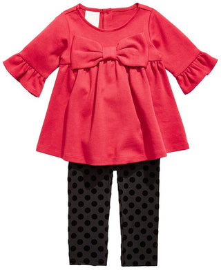 Conjunto de túnica e leggings estampadas First Impressions para bebê menina, 2 peças, vermelho, tamanho 24 meses