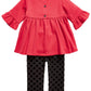 Conjunto de túnica e leggings estampadas First Impressions para bebê menina, 2 peças, vermelho, tamanho 24 meses
