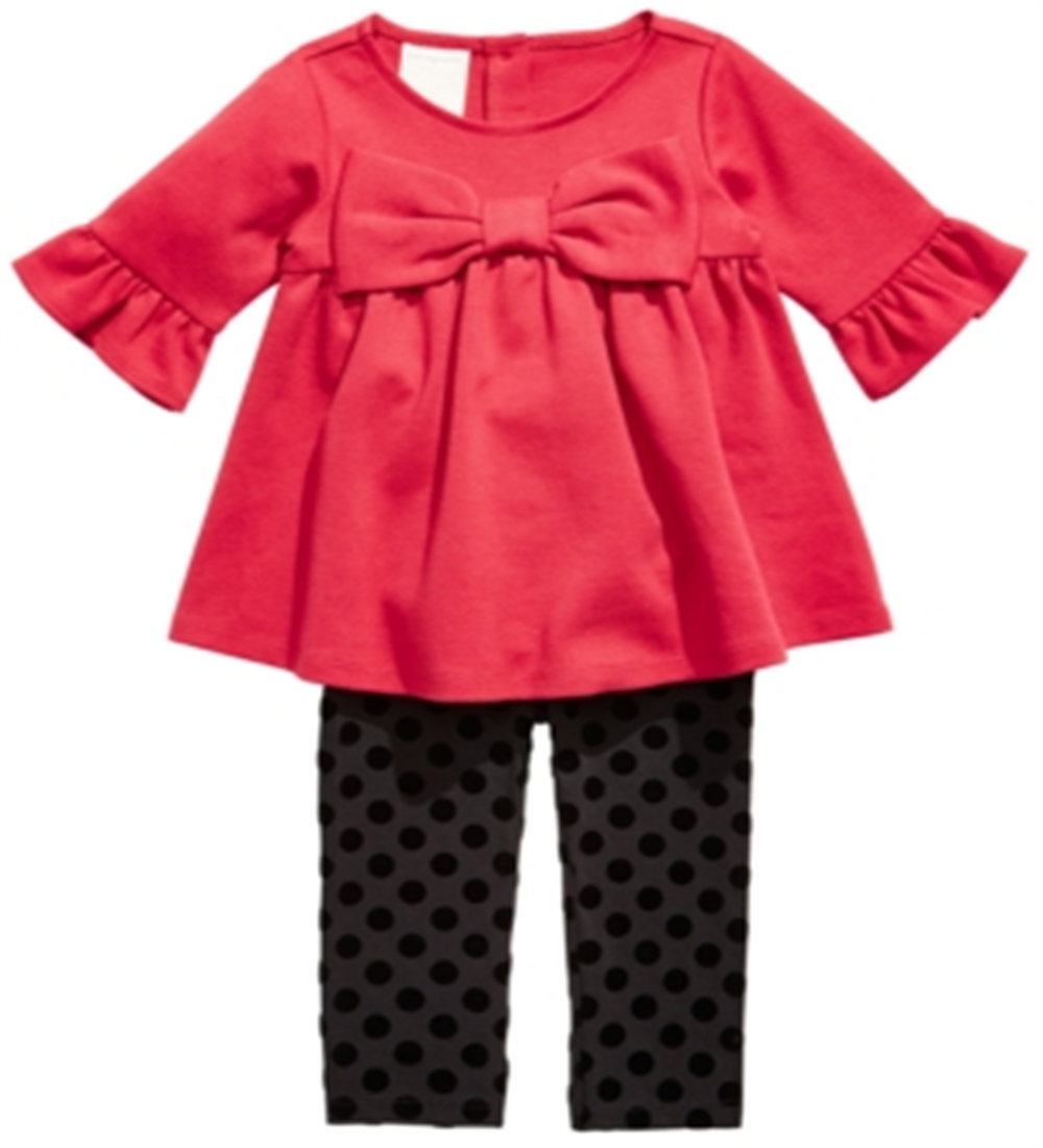Conjunto de túnica e leggings estampadas First Impressions para bebê menina, 2 peças, vermelho, tamanho 24 meses