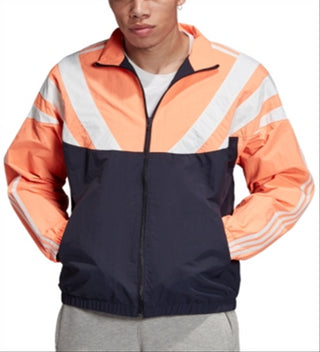 Jaqueta corta-vento Adidas Originals Colorblocked Masculina - Laranja/tinta/azul-branco, tamanho médio