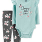 Body com babados e leggings florais Carter's Girl's 'Little Sister', azul-petróleo, tamanho 12 meses