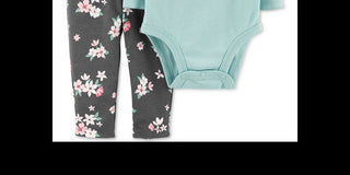 Body com babados e leggings florais Carter's Girl's 'Little Sister', azul-petróleo, tamanho 12 meses