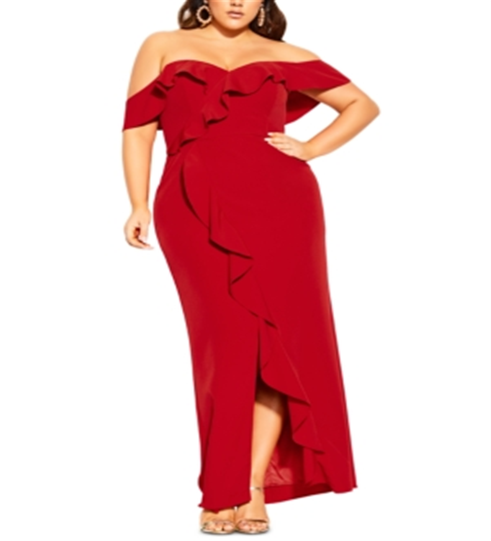 Vestido longo Savannah feminino City Chic vermelho tamanho 14