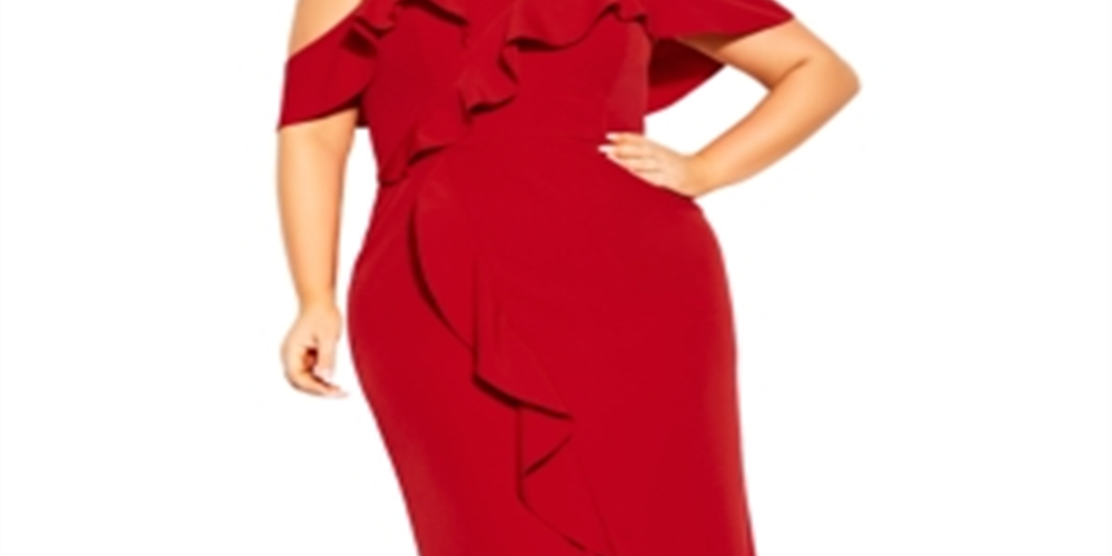 Vestido longo Savannah feminino City Chic vermelho tamanho 14