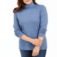 Karen Scott Blusa de gola alta feminina de algodão, azul, tamanho pequeno G