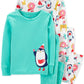 Conjunto de pijama de algodão com 4 peças Carter's Baby Girl, verde, tamanho 12 meses