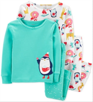 Conjunto de pijama de algodão com 4 peças Carter's Baby Girl, verde, tamanho 12 meses