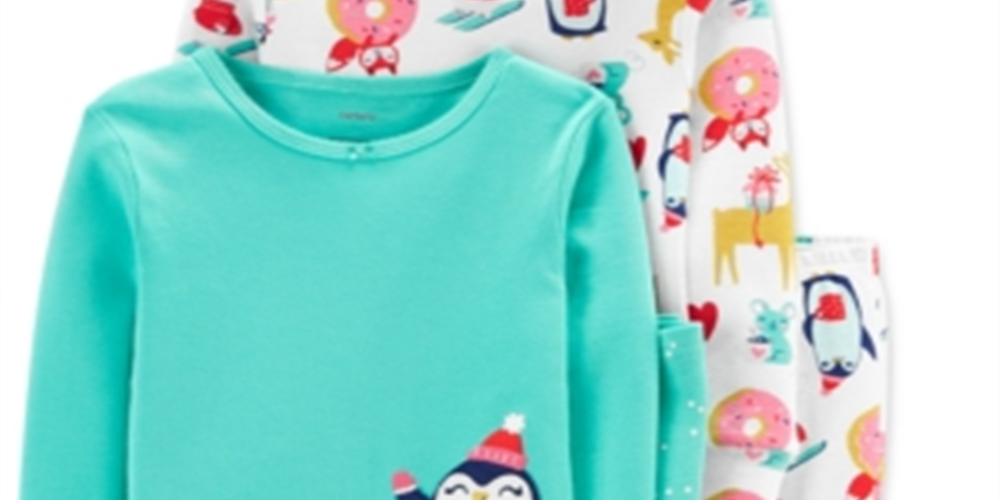 Conjunto de pijama de algodão com 4 peças Carter's Baby Girl, verde, tamanho 12 meses