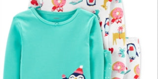 Conjunto de pijama de algodão com 4 peças Carter's Baby Girl, verde, tamanho 12 meses