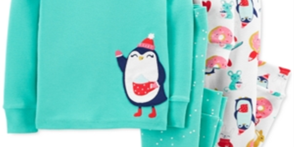 Conjunto de pijama de algodão com 4 peças Carter's Baby Girl, verde, tamanho 12 meses