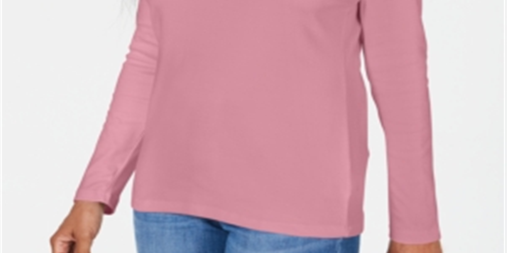 Blusa feminina Karen Scott com decote redondo e acabamento em cetim, rosa, tamanho grande