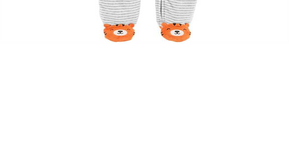 Macacão listrado com pés de tigre Carter's Baby Boy's Easy, tamanho cinza, para recém-nascido