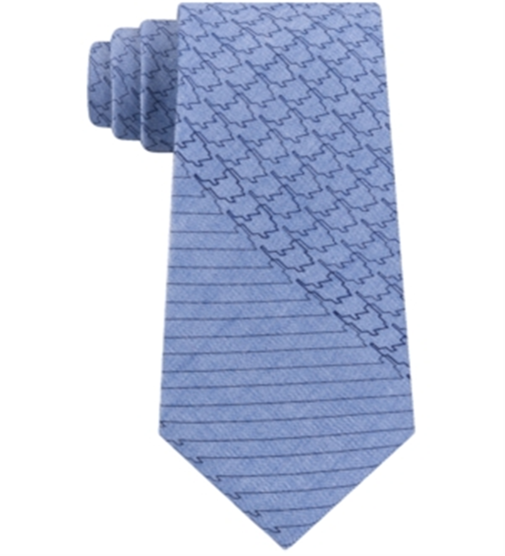 Gravata Slim Digital Pied-de-poule Calvin Klein Masculina Azul Tamanho Regular