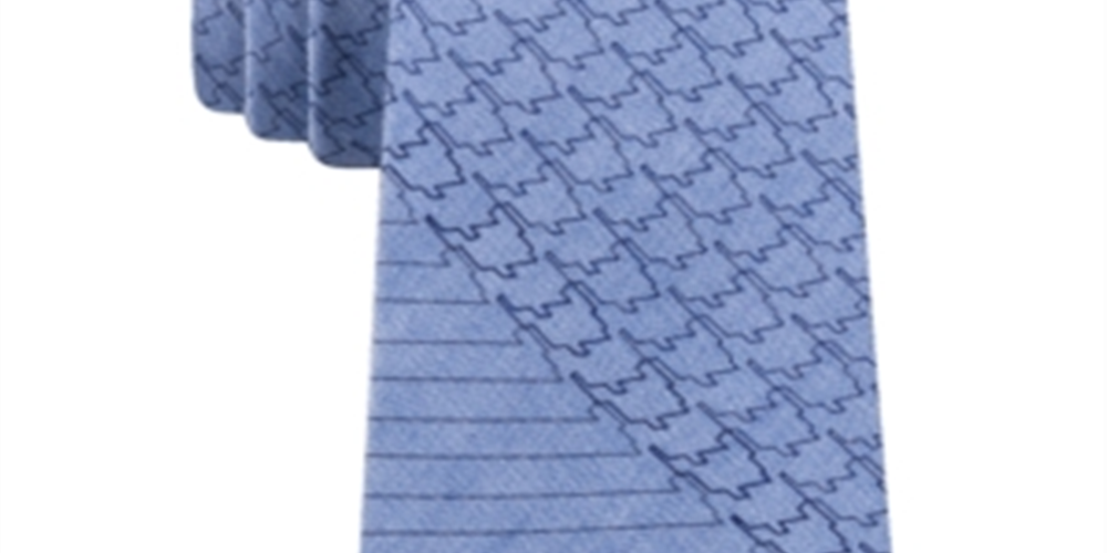 Gravata Slim Digital Pied-de-poule Calvin Klein Masculina Azul Tamanho Regular