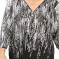 Blusa feminina estampada com zíper e gola alta, preta, tamanho pequeno GG