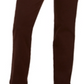 Calça jeans feminina estilo curvilíneo com perna reta, marrom, tamanho 6