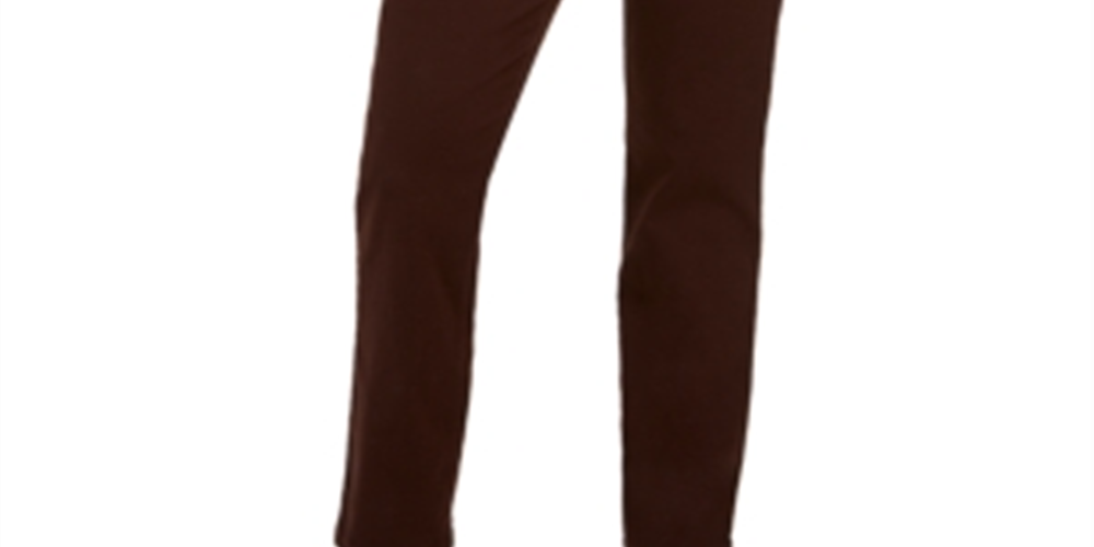 Calça jeans feminina estilo curvilíneo com perna reta, marrom, tamanho 6