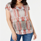 Blusa feminina estampada com decote redondo, estilo &amp; co, marrom, tamanho extrapequeno