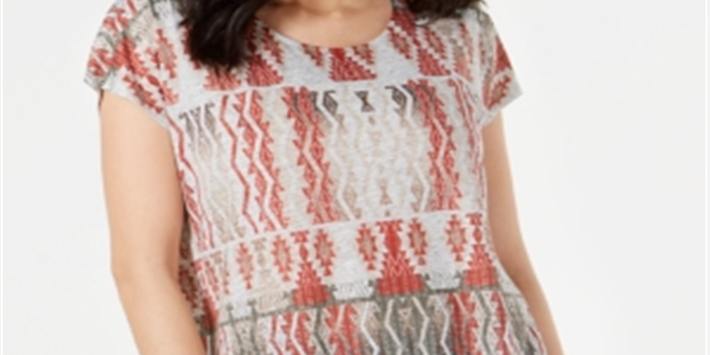 Blusa feminina estampada com decote redondo, estilo &amp; co, marrom, tamanho extrapequeno