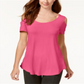 Camiseta feminina JM Collection com ombros descobertos e alças finas, rosa, tamanho X-S