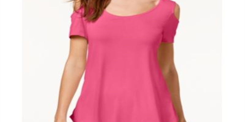 Camiseta feminina JM Collection com ombros descobertos e alças finas, rosa, tamanho X-S