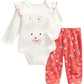 Conjunto de macacão e calça de algodão First Impressions Baby Girl, 2 peças, rosa, tamanho 6-9 meses