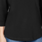 Moletom feminino esportivo Karen Scott de algodão com tachas e manga 3/4, preto, tamanho X-S