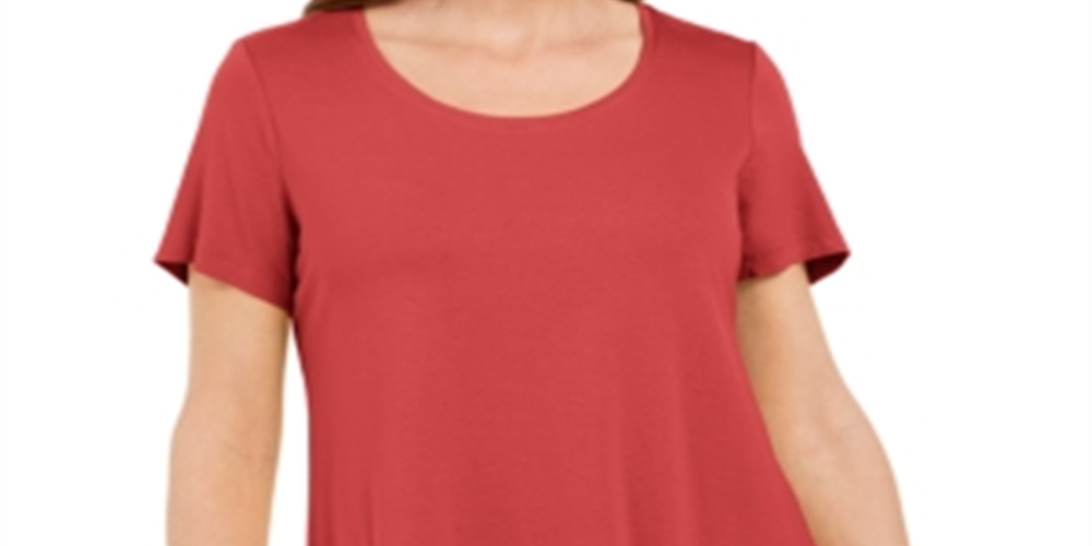JM Collection Top feminino com decote redondo, vermelho, tamanho pequeno